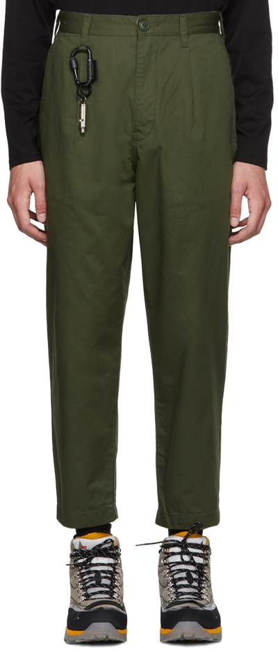 Shop Izzue Green Cotton Trousers In Khx Green Grey