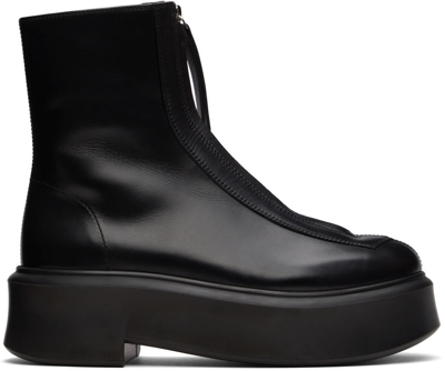 The Row Zipped Ankle Boots In Black