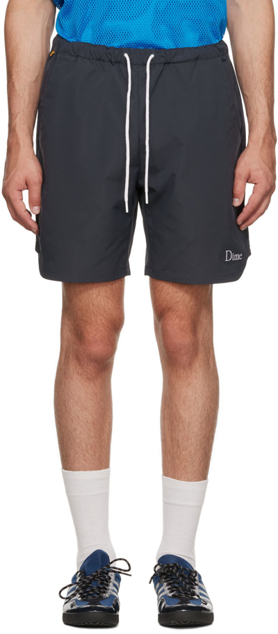 Shop Dime Blue Polyester Shorts In Charcoal Blue