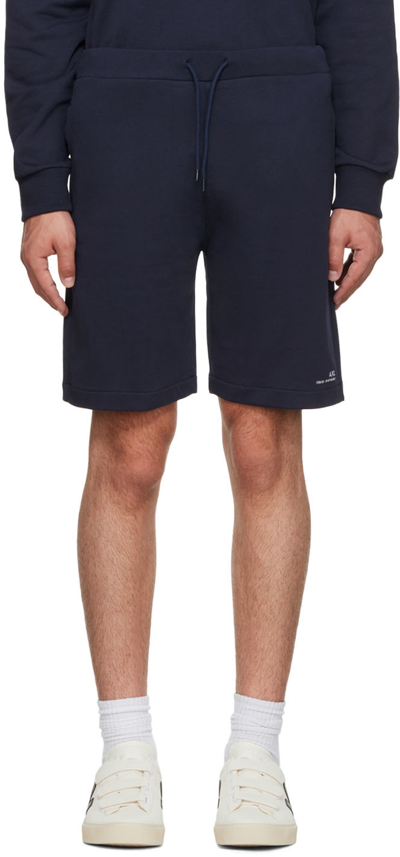 Shop Apc Navy Item Shorts In Iak Dark Navy