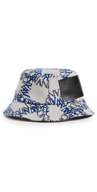 Shop Jw Anderson Bucket Hat In Black/off White/blue
