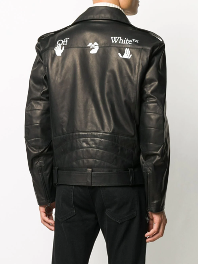 Shop Off-white Printed Biker Jacket In Black