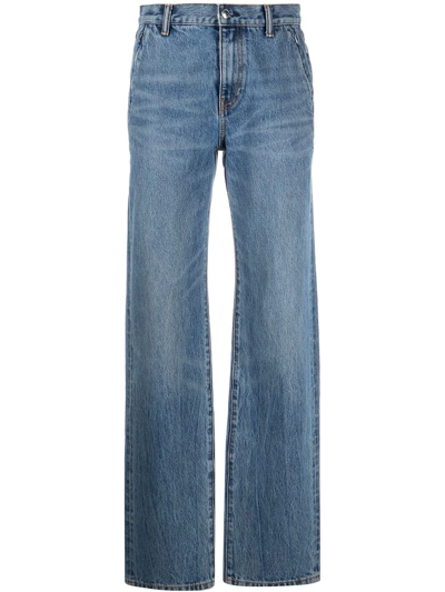 Shop Alexander Wang Logo-patch Straight-leg Jeans In Blue