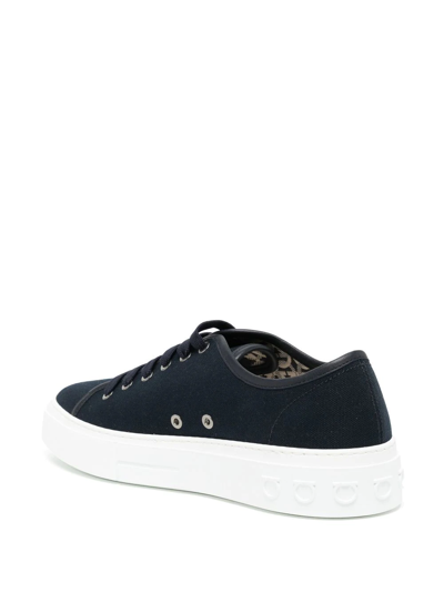 Ferragamo Borg Logo-print Sneakers In Blue