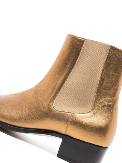 Shop Tom Ford Metallic Leather Chelsea Boots In Gold