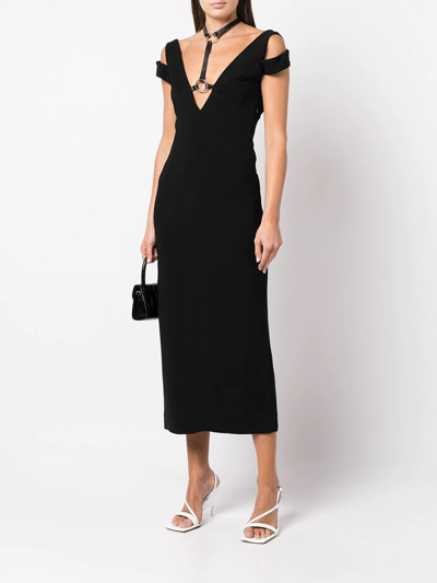 Shop Monse Strap-detail Midi Dress In Black