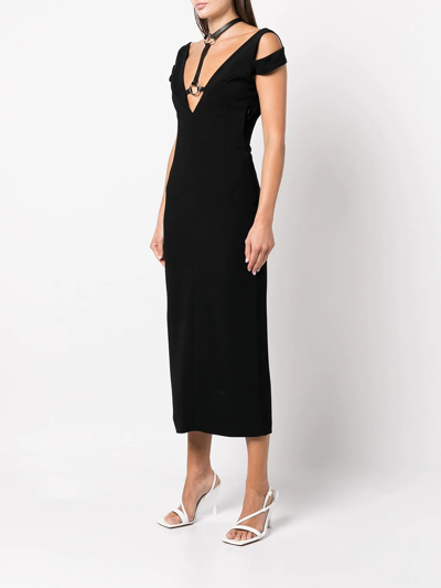 Shop Monse Strap-detail Midi Dress In Black