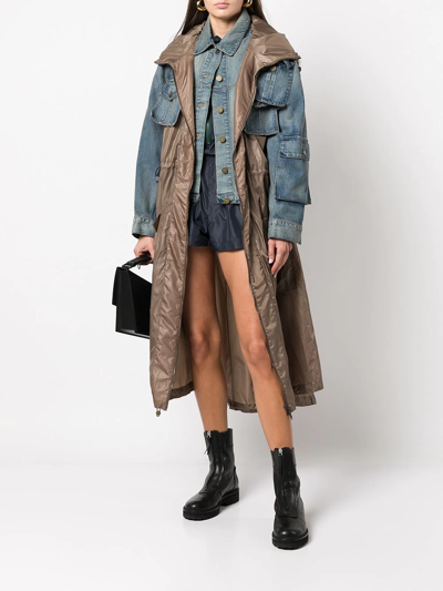 Monse Layered-look Panelled Midi Coat In Blue