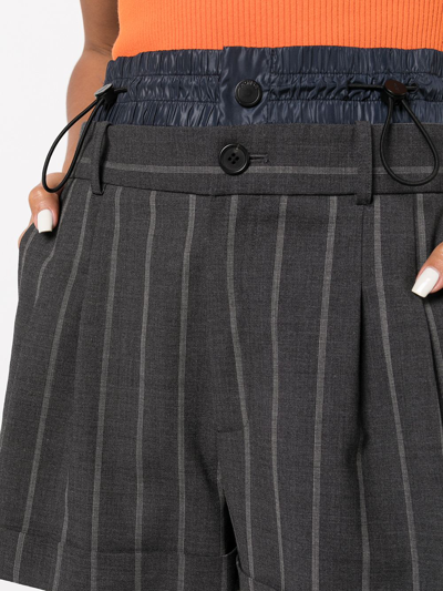 Shop Monse Stripe-print Tailored Shorts In Grey