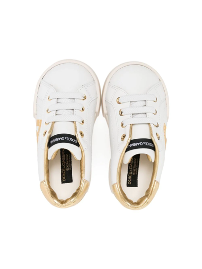 Shop Dolce & Gabbana Logo-print Leather Sneakers In White