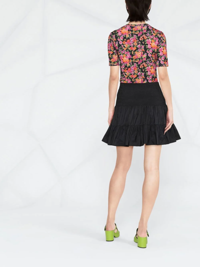 Shop Maje Ruffle-detail Smocked Miniskirt In Black
