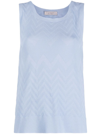 Shop D-exterior Zig-zag Knitted Tank Top In Blue