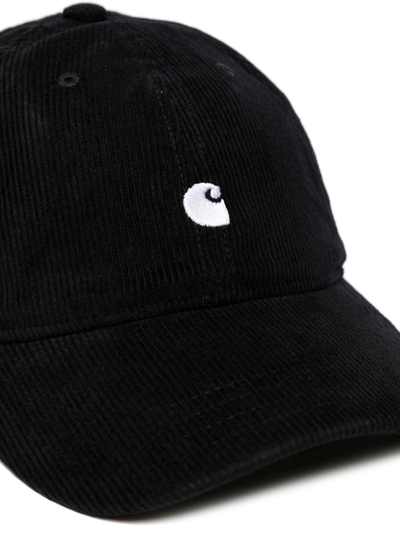 Carhartt Harlem Logo-embroidered Corduroy Cap In Black