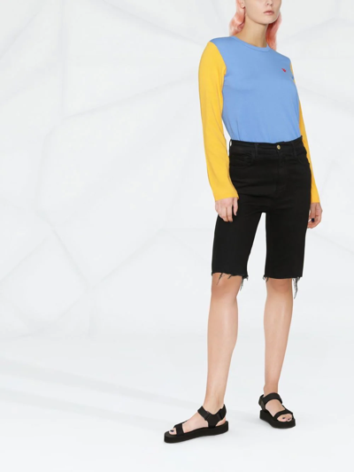 Comme Des Garçons Play Two-tone Knitted Jumper In Blue
