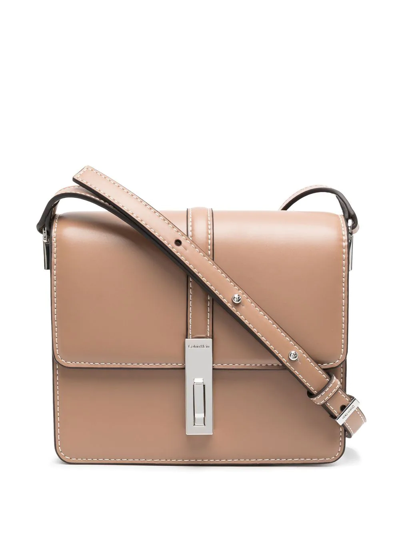 Shop Calvin Klein Contrast-stitch Shoulder Bag In Brown