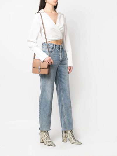 Shop Calvin Klein Contrast-stitch Shoulder Bag In Brown