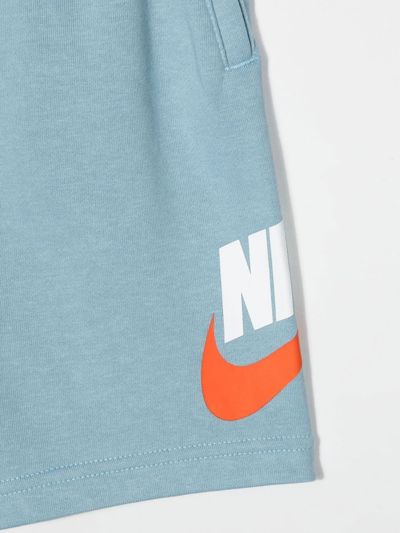 Shop Nike Logo-print Drawstring Shorts In Blue