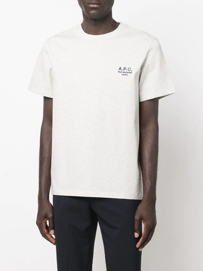 Shop Apc Logo-embroidered Cotton T-shirt In Grey