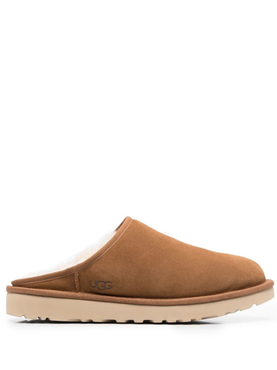 Shop Ugg Chunky Shearling-lined Sandals In Brown