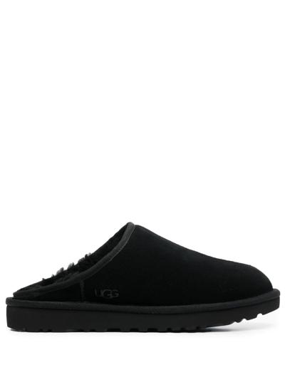 Shop Ugg Chunky Round-toe Slippers In Black
