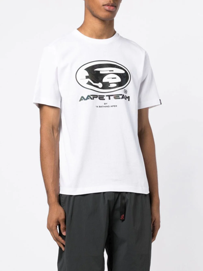 Shop Aape By A Bathing Ape Graphic-print Short-sleeve T-shirt In White