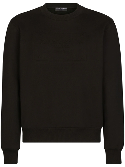 Dolce & Gabbana Logo Embossed Jersey Sweatshirt In Black
