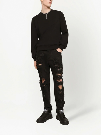 Shop Dolce & Gabbana Dg-logo Embossed Sweatshirt In Black