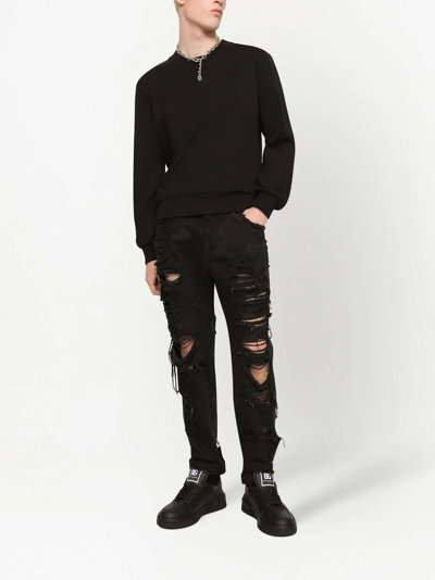 Dolce & Gabbana Logo Embossed Jersey Sweatshirt In Black