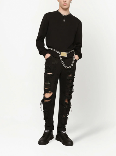 Shop Dolce & Gabbana Dg-logo Embossed Sweatshirt In Black
