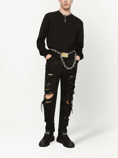 Dolce & Gabbana Logo Embossed Jersey Sweatshirt In Black
