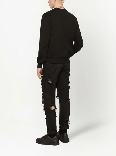 Dolce & Gabbana Logo Embossed Jersey Sweatshirt In Black