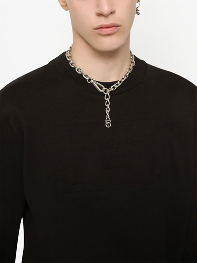 Dolce & Gabbana Logo Embossed Jersey Sweatshirt In Black