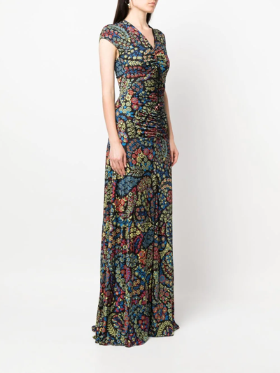 Shop Etro Floral Embroidered Maxi Dress In Black