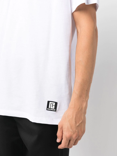 Shop Balmain Logo-patch Cotton T-shirt In White