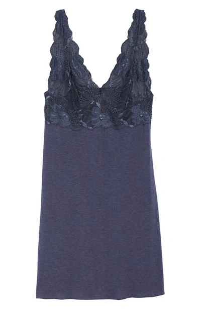 Natori Zen Floral With Lace Chemise In Night Blue