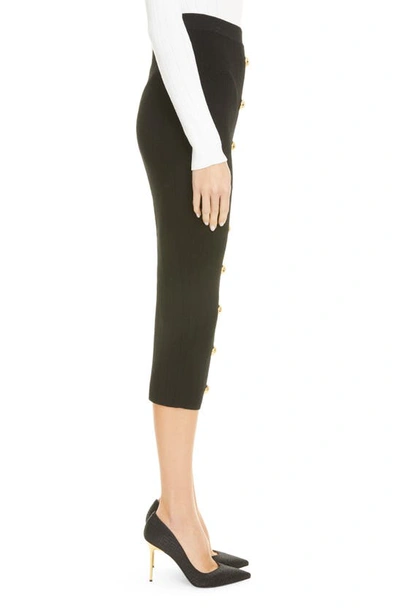 Balmain Button-embellished Jacquard-knit Midi Skirt In 0pa 0pa Noir