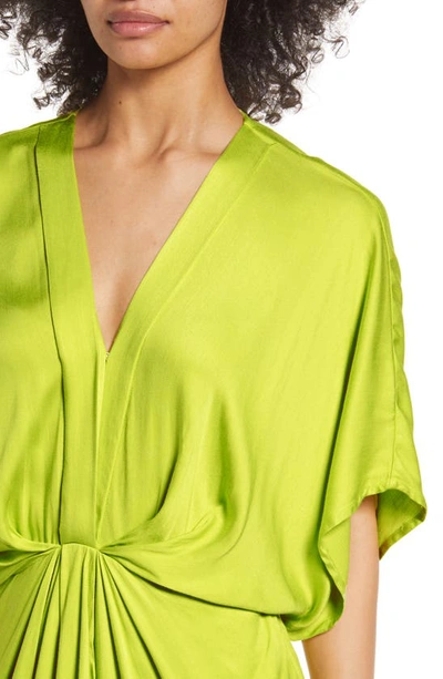 Shop Btfl-life Short Sleeve Satin Minidress In Lime Green