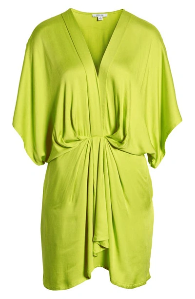 Shop Btfl-life Short Sleeve Satin Minidress In Lime Green