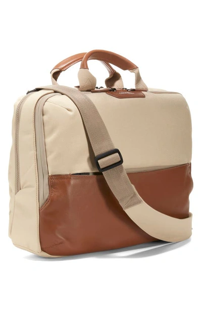 Shop Cole Haan Go To Work Two-tone Canvas & Recycled Nappa Leather Briefcase In Safari