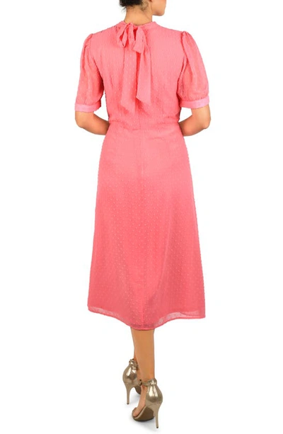 Shop Julia Jordan Puff Sleeve Fit & Flare Midi Dress In Neon Pink