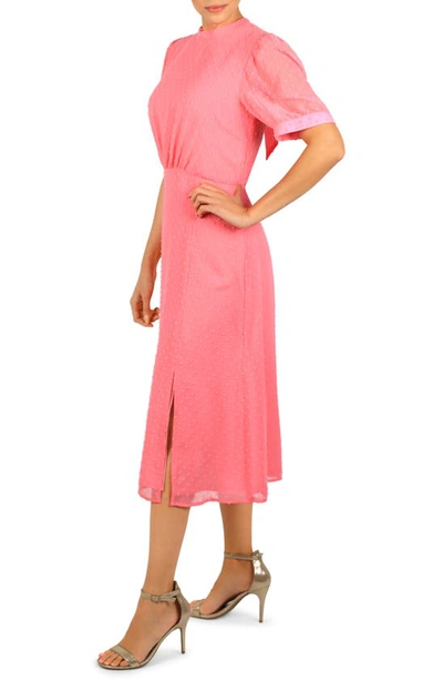 Shop Julia Jordan Puff Sleeve Fit & Flare Midi Dress In Neon Pink