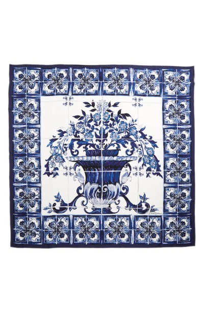 Shop Dolce & Gabbana Mediterraneo Square Silk Scarf In Blue