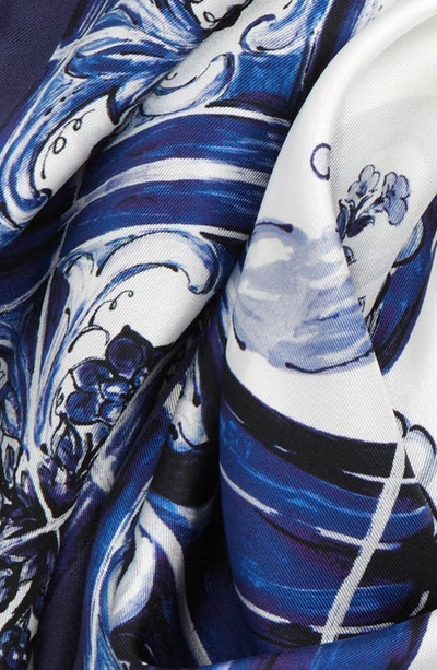 Shop Dolce & Gabbana Mediterraneo Square Silk Scarf In Blue