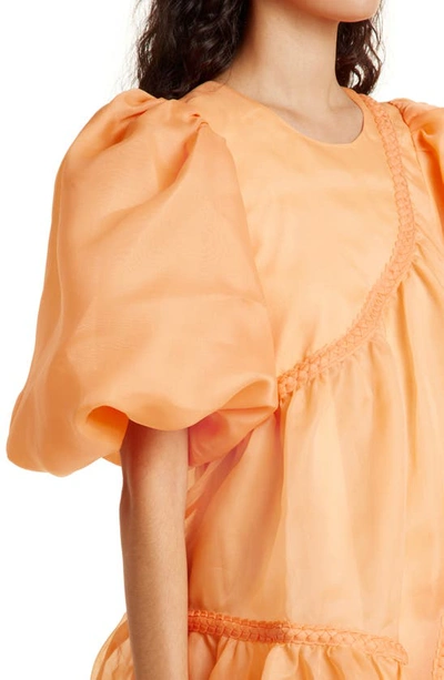 Shop Aje Riviera Asymmetric Puff Sleeve Minidress In Mandarin Orange