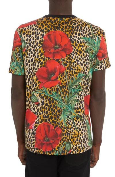 Shop Dolce & Gabbana Animal Flower Print Cotton T-shirt In Papaveri F.ocelot