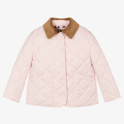 Shop Burberry Girls Pink Quilted Jacket