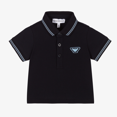 Shop Emporio Armani Baby Boys Blue Logo Polo Shirt