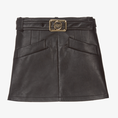 Shop Lanvin Girls Black Faux Leather Skirt