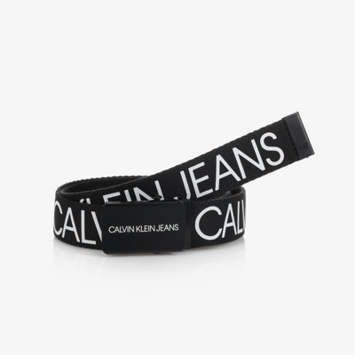 Calvin Klein Jeans Est.1978 Kids' Black Canvas Logo Belt | ModeSens