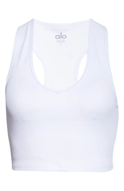 Shop Alo Yoga Goddess Rib Crop Tank In White